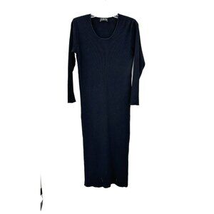 ISCHIKO sweater dress midi wool blend ribbed knit made in italy black XL 44